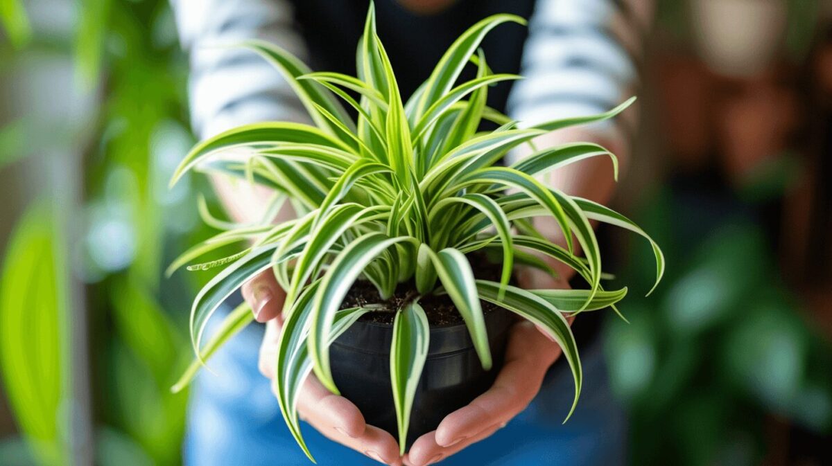 spider plant baby in pot